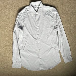 Uniqlo sz XS slim fit cotton/spandex light grey button down dress shirt
